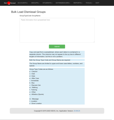 **Figure 3.** Groups / Bulk Load page.