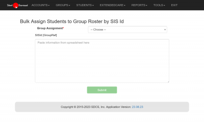 **Figure 5.** Groups / Bulk SIS ID page.