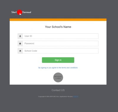 Screenshot of school log-in portal